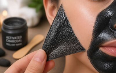Activated charcoal detoxifying peel off mask draws out impurities for clearer skin.